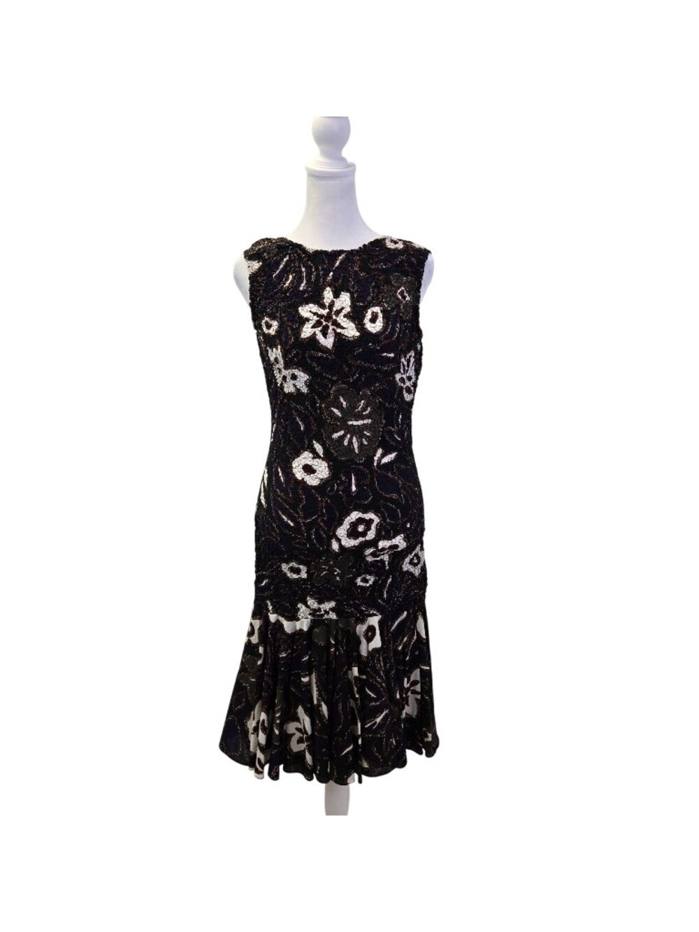 NWT Vintage Cathy Hardwick Floral Smocked Ruffle Hem Dress Size 6